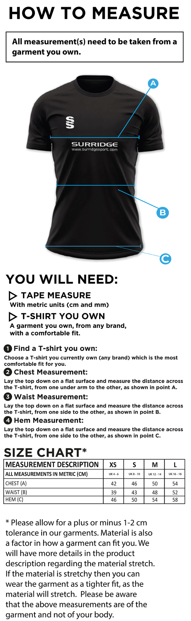 Old Sharlston CC - Dual Solid Colour Polo - Women's Fit - Size Guide