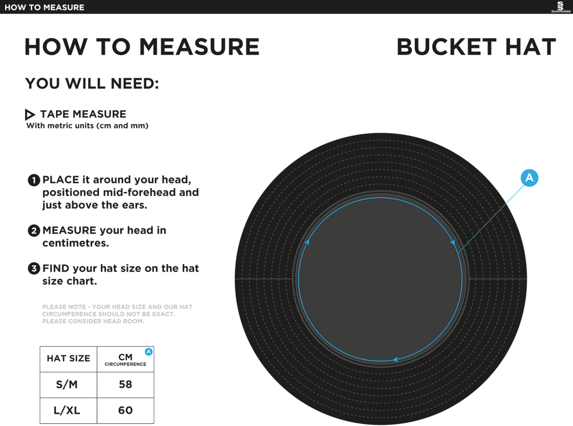 Old Sharlston CC - Dual Bucket Hat - Size Guide